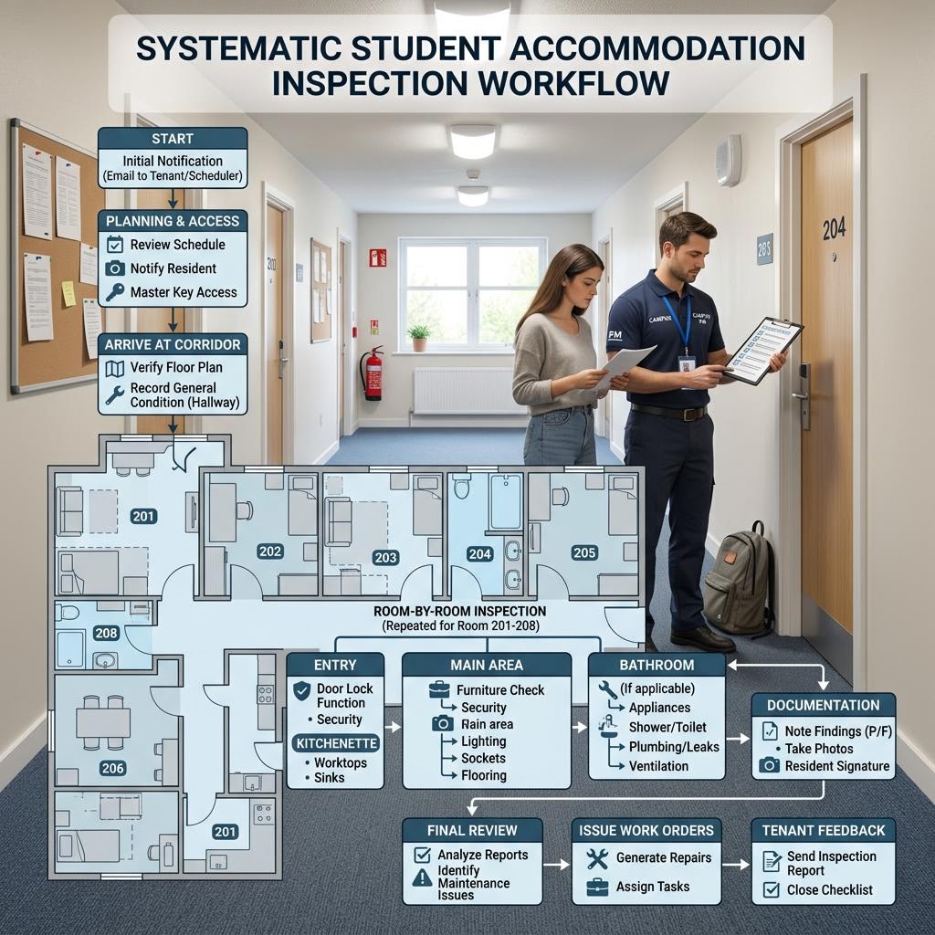 Room-by-Room Inspection Workflows for Purpose-Built Student Accommodation